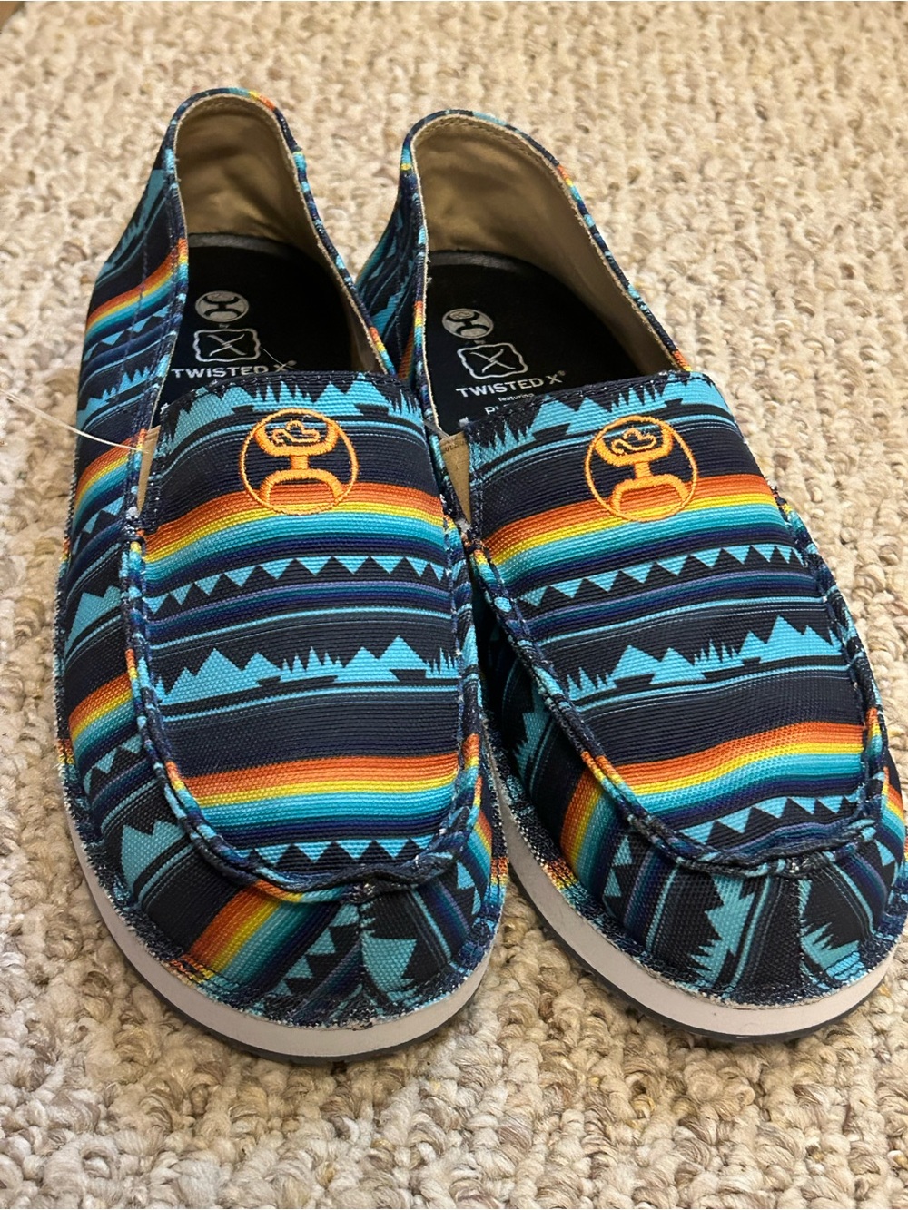 NWOT Twisted X Men’s Blue Multi-Stripe Slip-On Shoes